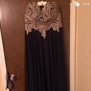 Navy blue strapless dress